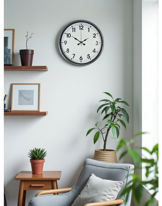 ® 36 Cm Gri Standart Dekoratif Duvar Saati