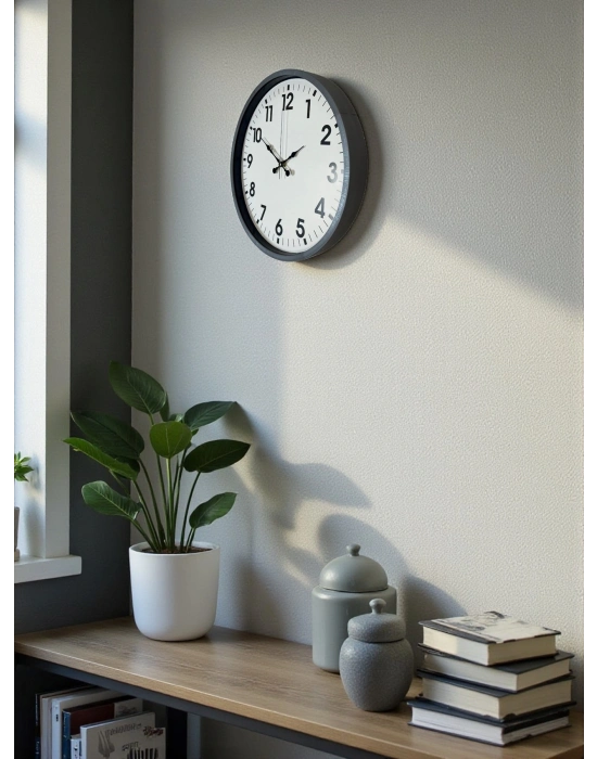 ® 36 Cm Gri Standart Dekoratif Duvar Saati