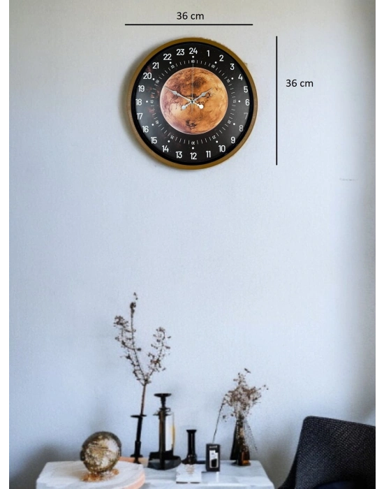 ® 36 Cm Kahverengi 24 Saat Göstergeli Duvar Saati