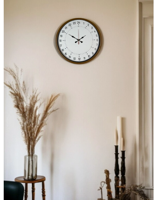 ® 36 Cm Kahverengi 24 Saat Göstergeli Özel Tasarım Duvar Saati