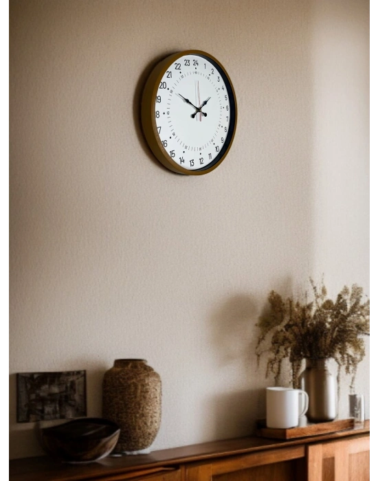 ® 36 Cm Kahverengi 24 Saat Göstergeli Özel Tasarım Duvar Saati