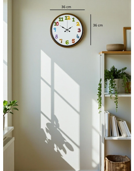 ® 36 Cm Kahverengi Çocuk Odası Duvar Saati