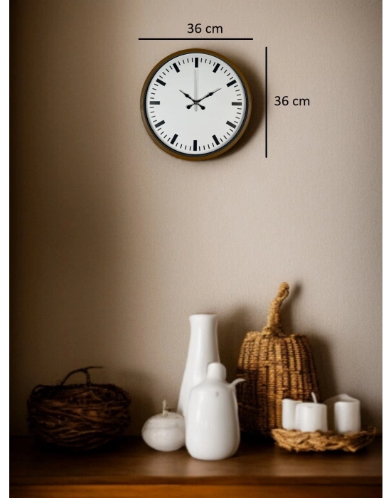® 36 Cm Kahverengi Dekoratif Şık Duvar Saati