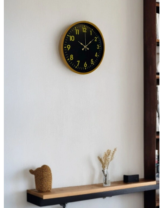 ® 36 Cm Kahverengi Gold Rakamlı Duvar Saati