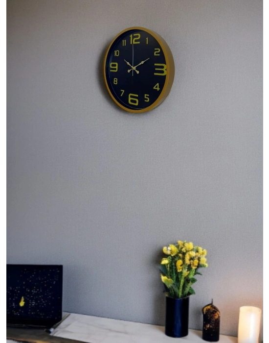 ® 36 Cm Kahverengi Gold Rakamlı Duvar Saati