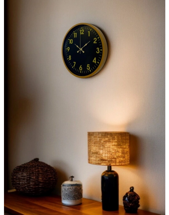 ® 36 Cm Kahverengi Gold Rakamlı Duvar Saati