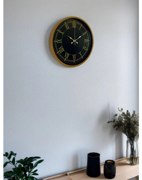 ® 36 Cm Kahverengi Gold Roma Rakamlı Duvar Saati