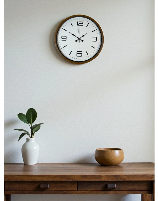 ® 36 Cm Kahverengi Modern Dekoratif Duvar Saati