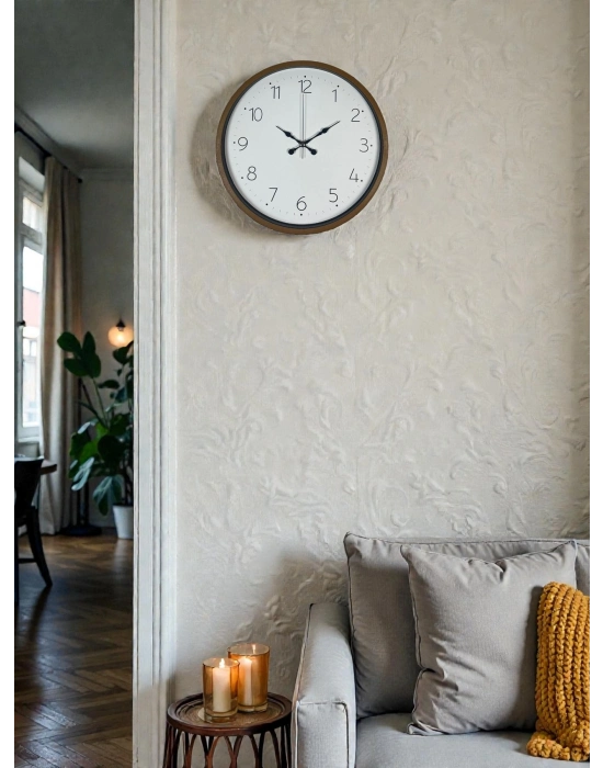 ® 36 Cm Kahverengi Sade Dekoratif Duvar Saati