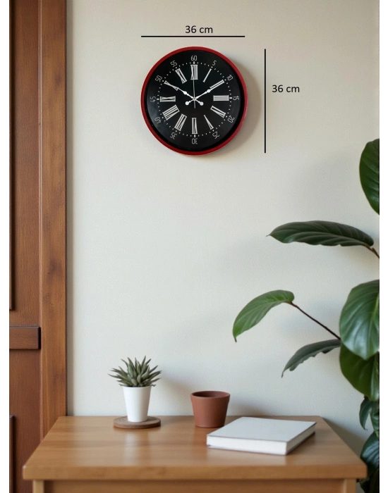 ® 36 Cm Kırmızı Asil Duvar Saati