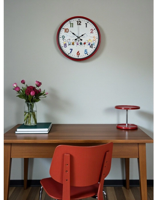 ® 36 Cm Kırmızı Çocuk Odası Duvar Saati
