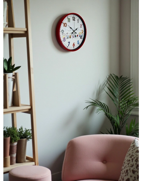® 36 Cm Kırmızı Çocuk Odası Duvar Saati