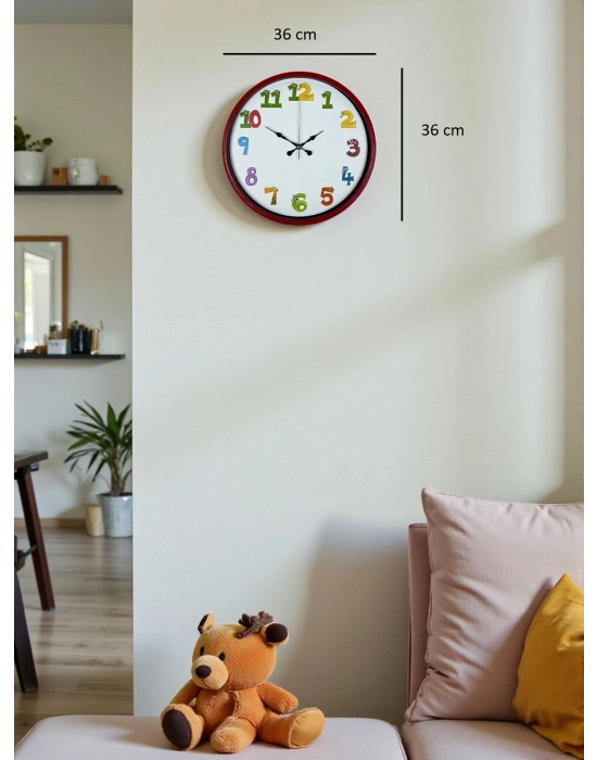 ® 36 Cm Kırmızı Çocuk Odası Duvar Saati