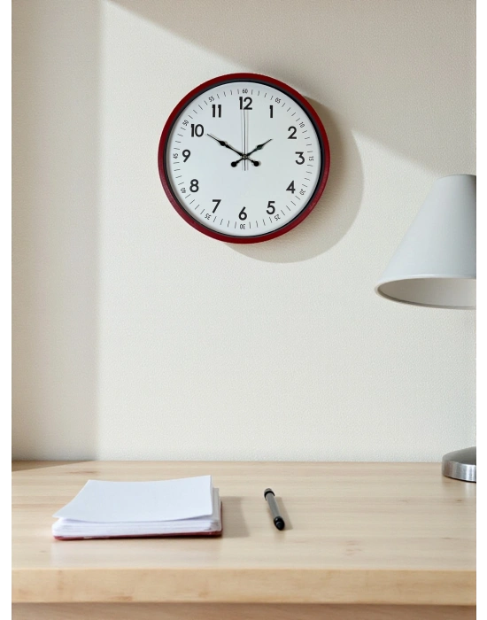 ® 36 Cm Kırmızı Dekoratif Duvar Saati