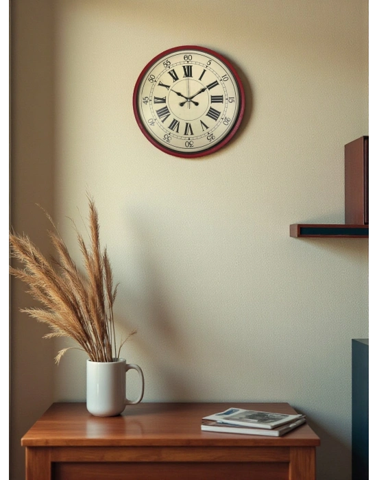 ® 36 Cm Kırmızı Retro Duvar Saati