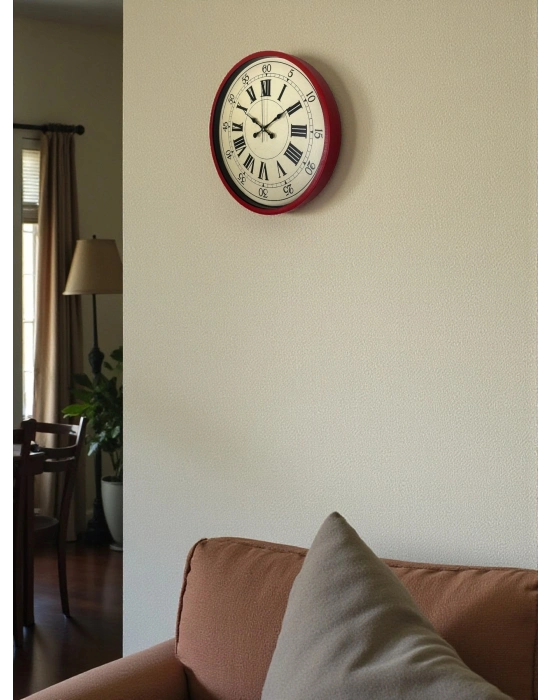 ® 36 Cm Kırmızı Retro Duvar Saati