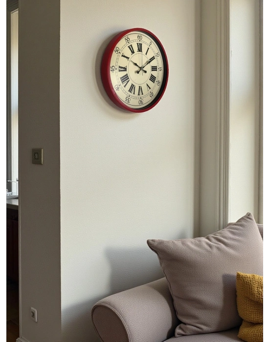 ® 36 Cm Kırmızı Retro Duvar Saati