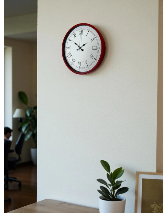 ® 36 Cm Kırmızı Roma Rakamlı Duvar Saati