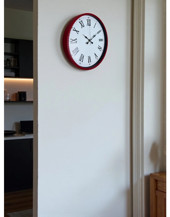 ® 36 Cm Kırmızı Roma Rakamlı Duvar Saati