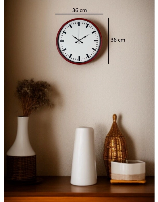 ® 36 Cm Kırmızı Sade Dekoratif Duvar Saati