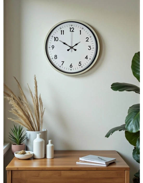 ® 36 Cm Krem Dekoratif Duvar Saati