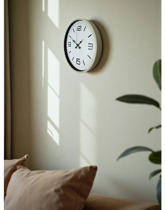 ® 36 Cm Krem Modern Dekoratif Duvar Saati
