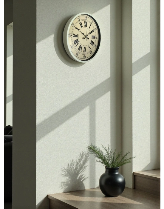 ® 36 Cm Krem Retro Tasarım Duvar Saati