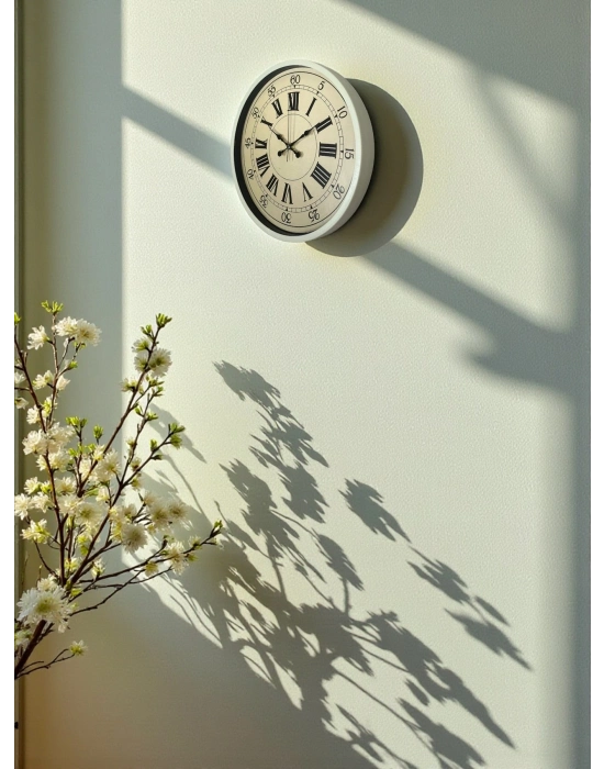 ® 36 Cm Krem Retro Tasarım Duvar Saati