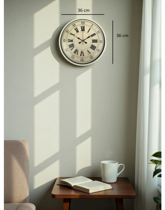 ® 36 Cm Krem Retro Tasarım Duvar Saati