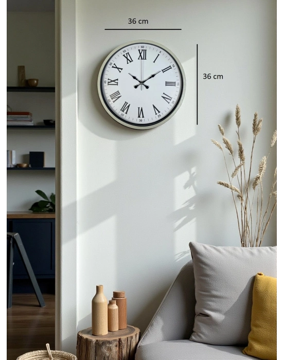 ® 36 Cm Krem Roma Rakamlı Duvar Saati