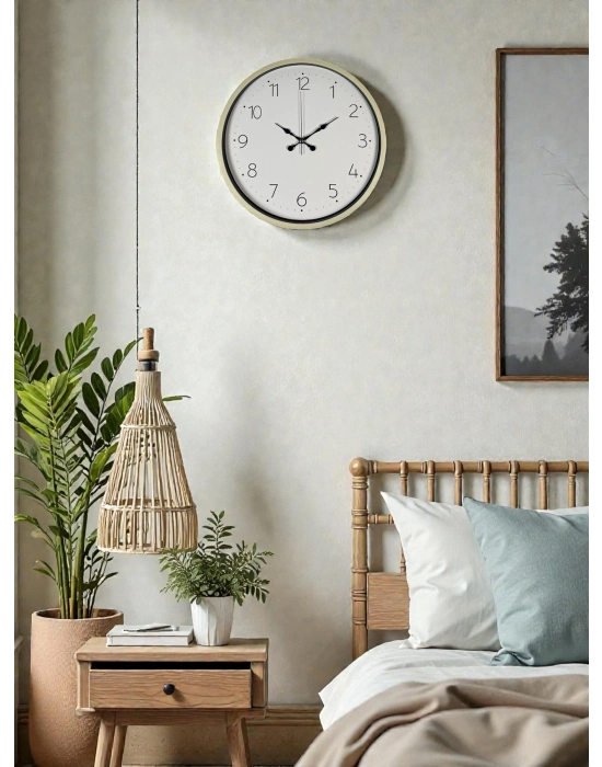 ® 36 Cm Krem Sade Dekoratif Duvar Saati