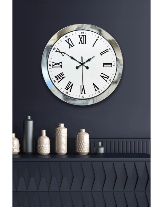 ® 36 cm Krom Metal Roma Rakamli Duvar Saati