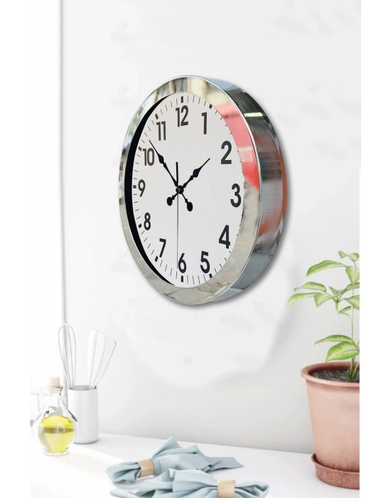 ® 36 cm Krom Metal Standart Duvar Saati