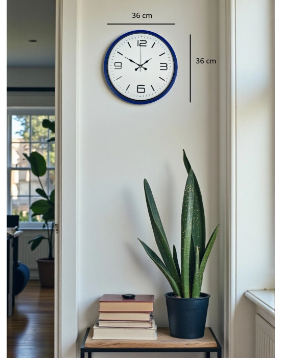® 36 Cm Lacivert Modern Dekoratif Duvar Saati