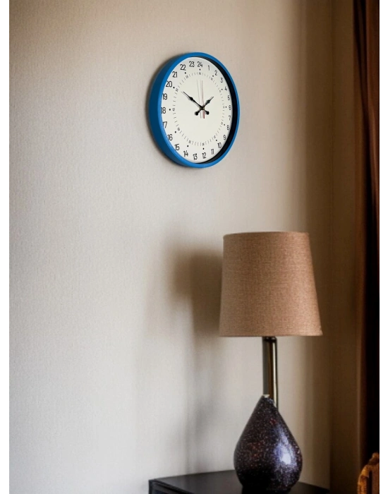 ® 36 Cm Mavi 24 Saat Göstergeli Özel Tasarım Duvar Saati