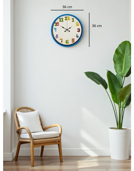 ® 36 Cm Mavi Çocuk Odası Duvar Saati