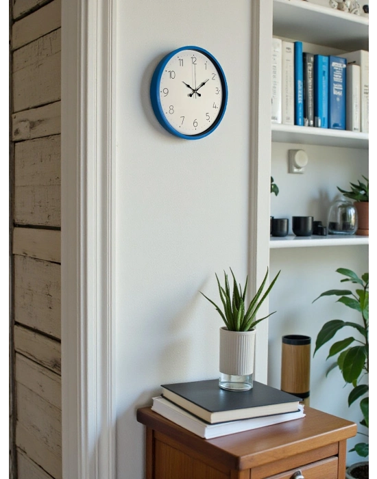 ® 36 Cm Mavi Sade Dekoratif Duvar Saati