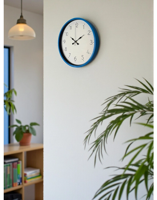 ® 36 Cm Mavi Sade Dekoratif Duvar Saati