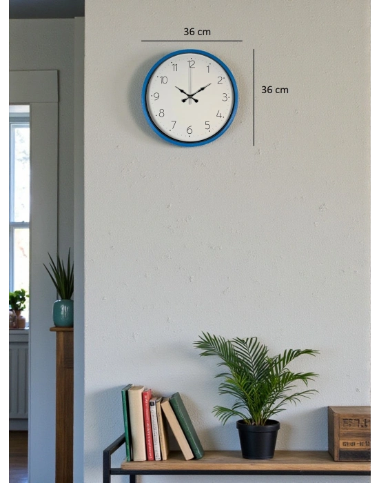 ® 36 Cm Mavi Sade Dekoratif Duvar Saati