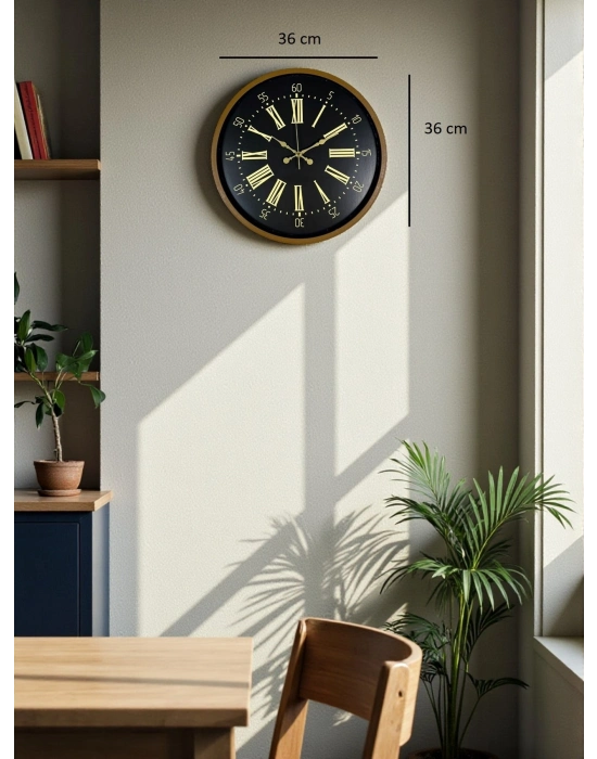 ® 36 Cm Modern Kahverengi Duvar Saati