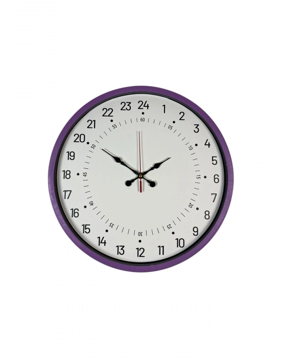® 36 Cm Mor 24 Saat Göstergeli Özel Tasarım Duvar Saati