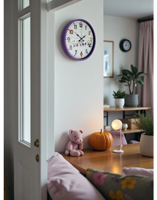 ® 36 Cm Mor Çocuk Odası Duvar Saati