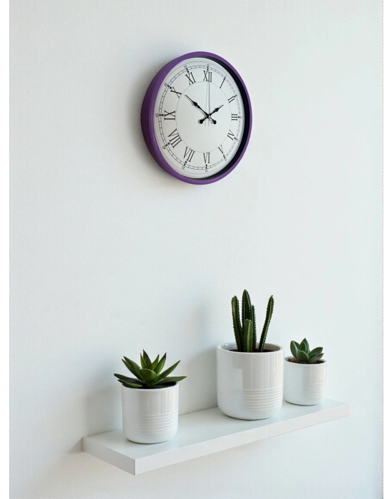 ® 36 Cm Mor Roma Rakamlı Duvar Saati