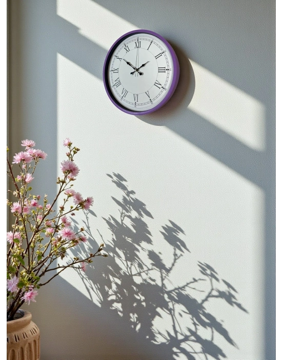 ® 36 Cm Mor Roma Rakamlı Duvar Saati