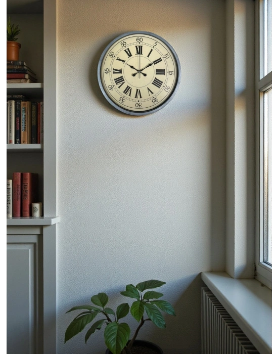 ® 36 Cm Nostalji Gri Dekoratif Duvar Saati