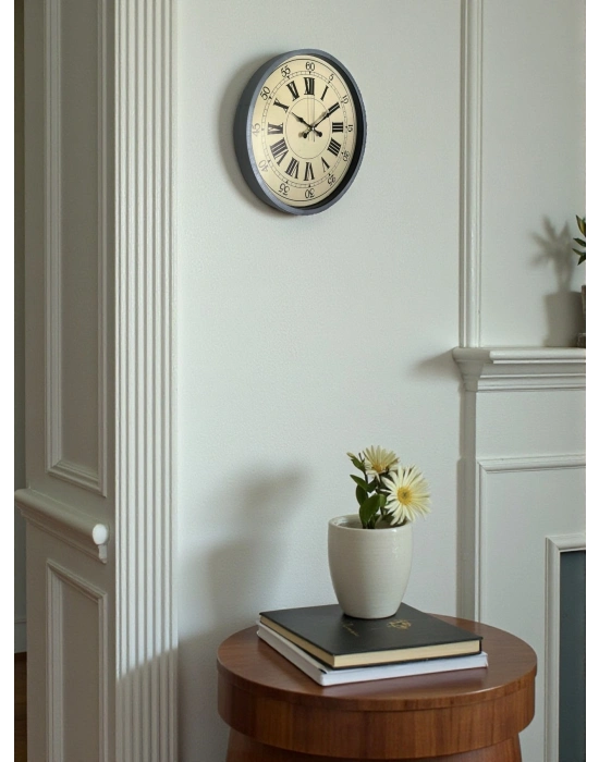 ® 36 Cm Nostalji Gri Dekoratif Duvar Saati