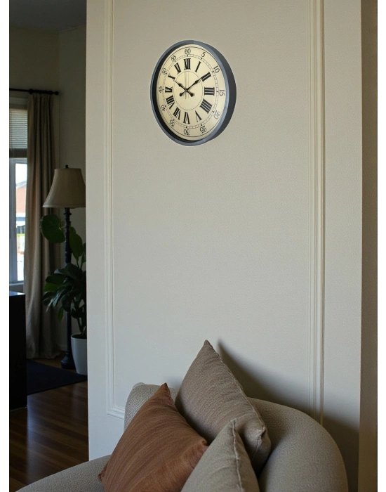 ® 36 Cm Nostalji Gri Dekoratif Duvar Saati