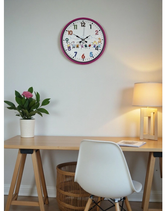 ® 36 Cm Pembe Çocuk Odası Duvar Saati
