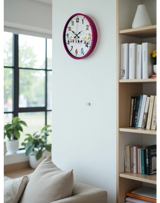 ® 36 Cm Pembe Çocuk Odası Duvar Saati