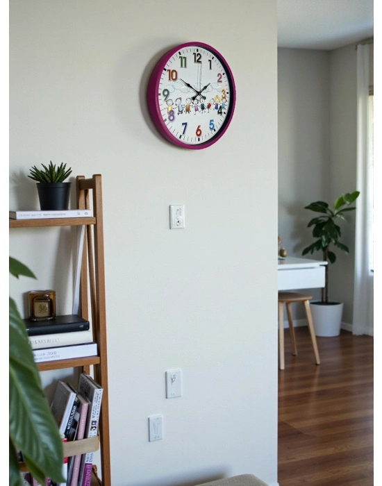 ® 36 Cm Pembe Çocuk Odası Duvar Saati